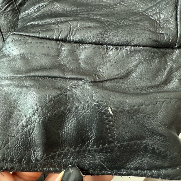 Vintage Navarre Leather Company Genuine Leather Trench Coat Black Long Jacket - Picture 5 of 7